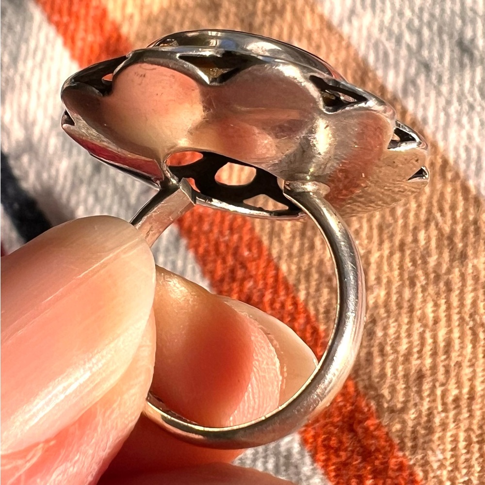 Mexican Silver Tiger Eye Statement Ring - image 6